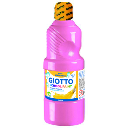 Peinture à l'eau Giotto School - 500 ml - Prête à l'emploi - Super lavable - Flacon en PET bio - Rose clair