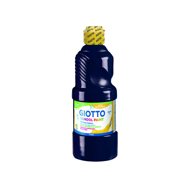 Peinture à l'eau Giotto School - 500 ml - Prête à l'emploi - Super lavable - Flacon en PET bio - Noir