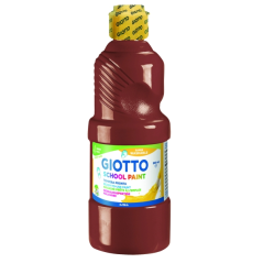 Peinture à l'eau Giotto School Tempera - 500 ml - Prête à l'emploi - Super lavable - Flacon en PET bio - Couleur marron