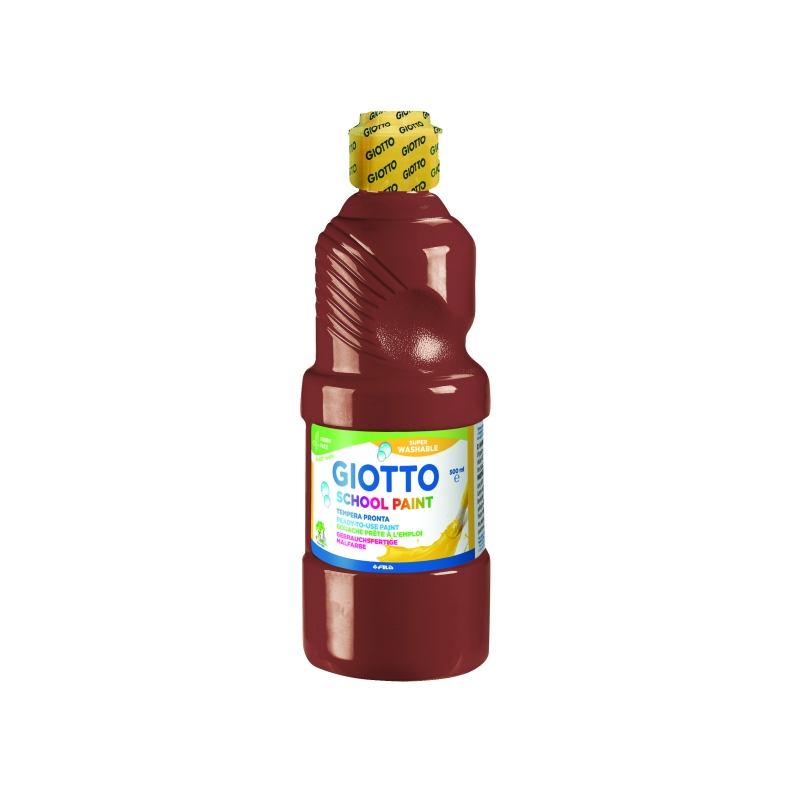 Peinture à l'eau Giotto School Tempera - 500 ml - Prête à l'emploi - Super lavable - Flacon en PET bio - Couleur marron