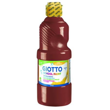 Peinture à l'eau Giotto School Tempera - 500 ml - Prête à l'emploi - Super lavable - Flacon en PET bio - Couleur marron