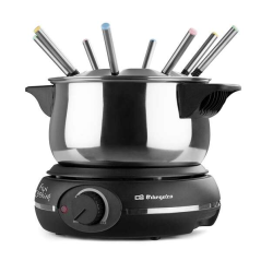 Fondue électrique en acier inoxydable Orbegozo FDR 14 - Dégustez du fromage fondu - Chocolat chaud et plus encore en groupe - Pu