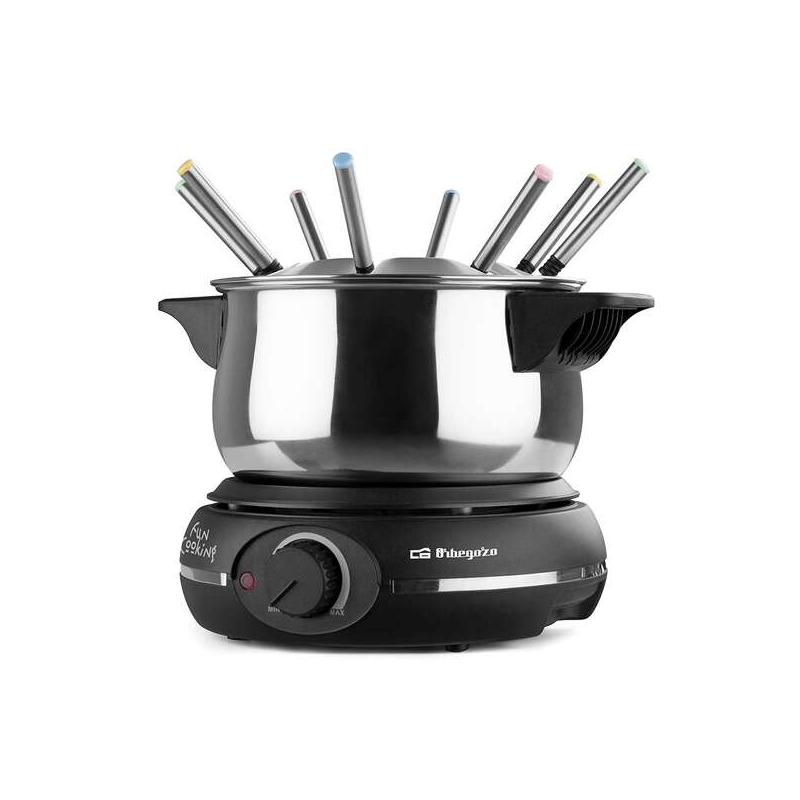 Fondue électrique en acier inoxydable Orbegozo FDR 14 - Dégustez du fromage fondu - Chocolat chaud et plus encore en groupe - Pu