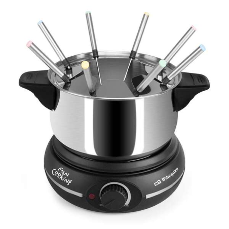 Fondue électrique en acier inoxydable Orbegozo FDR 14 - Dégustez du fromage fondu - Chocolat chaud et plus encore en groupe - Pu