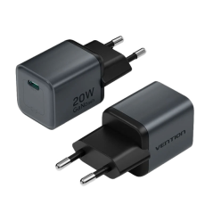Chargeur mural Vention - 20 W - GaN - USB-C - Power Delivery 3.0 - Qualcomm 3.0 - Charge rapide - Gris