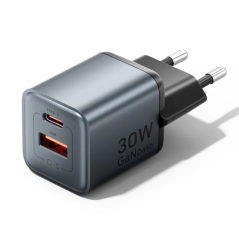 Chargeur mural Vention - 30 W - GaN - USB-C - USB-A - Charge rapide - Technologie PPS - Gris