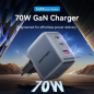Chargeur mural Vention - 70 W - GaN - 2 ports USB-C - 1 port USB-A - Charge rapide - Technologie PPS - Gris