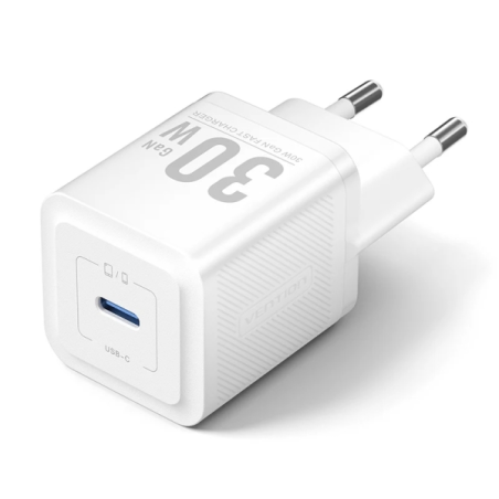 Chargeur mural Vention - 30 W - GaN - USB-C - Charge rapide - Technologie PPS - Blanc