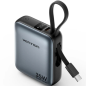 Batterie externe Vention Mini 10 000 mAh - Puissance de sortie jusqu'à 35 W - Câble USB-C intégré - Technologie Power Delivery -