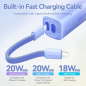 Batterie externe Vention 5000 mAh - Puissance de sortie jusqu'à 20 W - USB-C - Câble USB-C vers Lightning de 11 cm - Dimensions