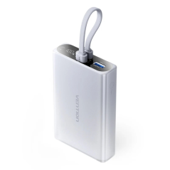 Batterie externe Vention 10 000 mAh - Puissance de sortie jusqu'à 22,5 W - USB-A - USB-C - Écran - Lampe torche LED intégrée - I