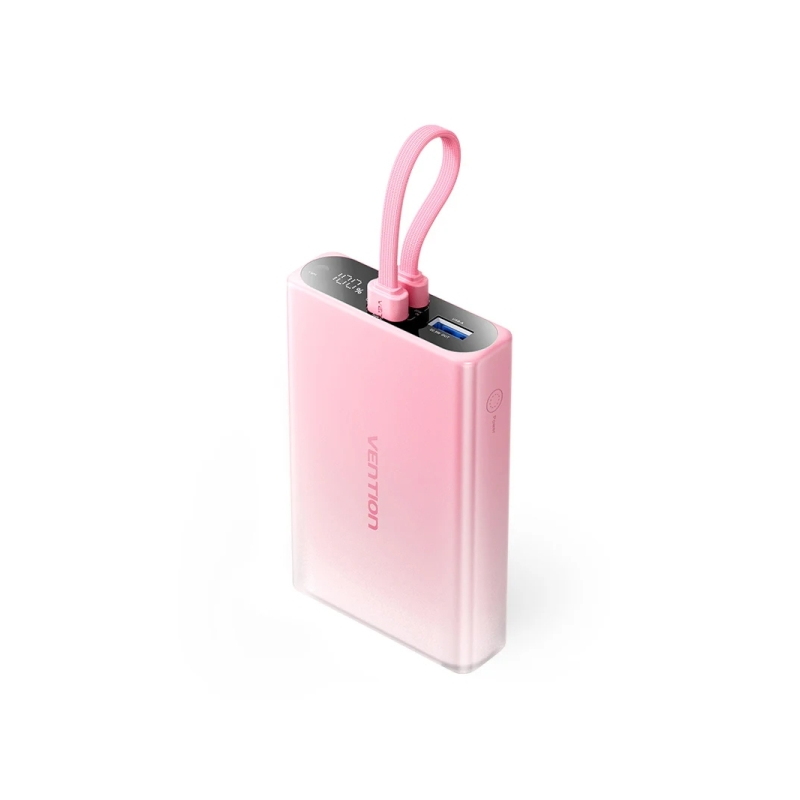 Batterie externe Vention 10 000 mAh - Puissance de sortie jusqu'à 22,5 W - USB-A - USB-C - Écran - Lampe torche LED intégrée - I