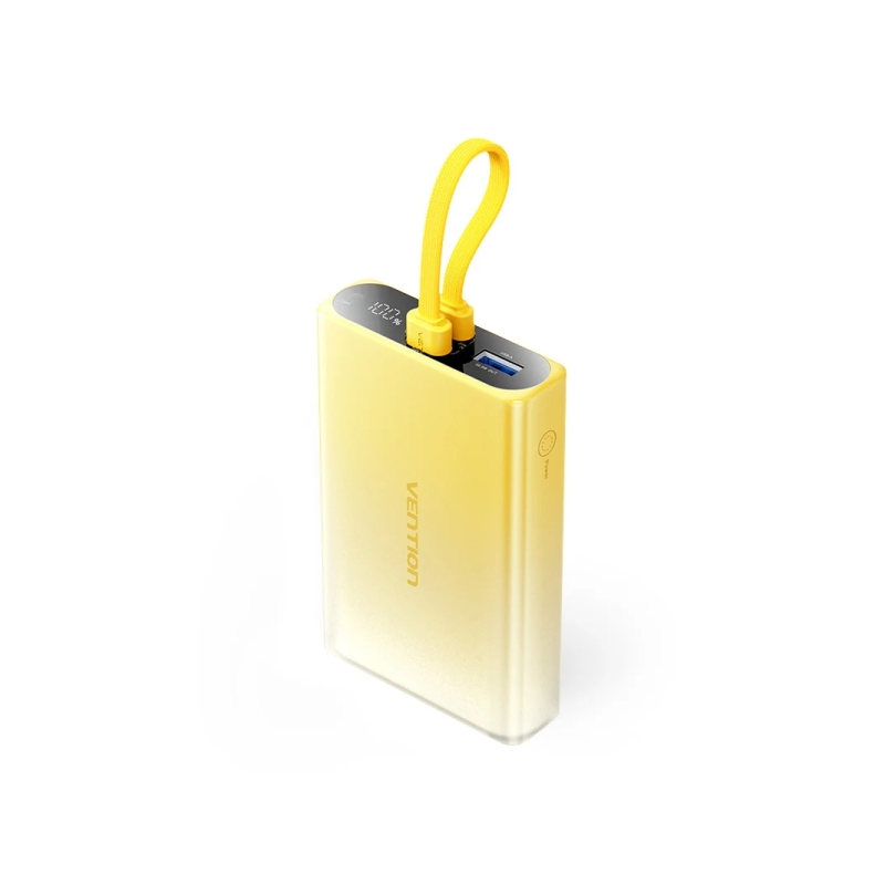 Batterie externe Vention 10 000 mAh - Puissance de sortie jusqu'à 22,5 W - USB-A - USB-C - Écran - Lampe torche LED intégrée - I