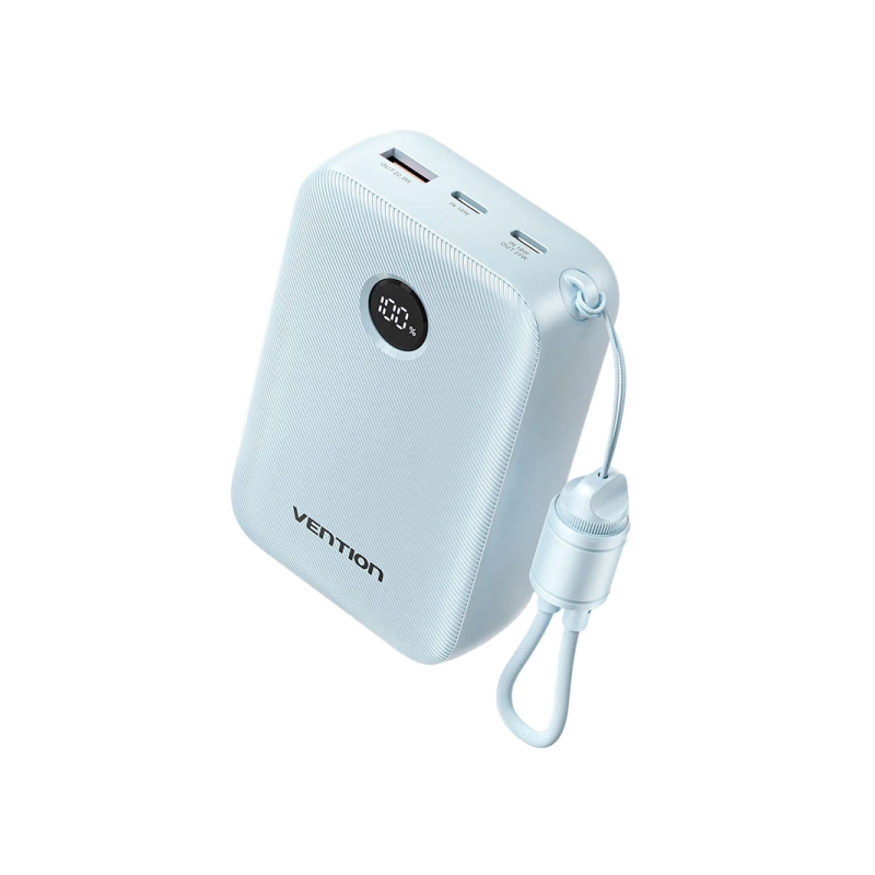 Batterie externe Vention 20 000 mAh - Puissance de sortie jusqu'à 22,5 W - Ports USB-A et USB-C - Affichage LED - Câble USB-C de