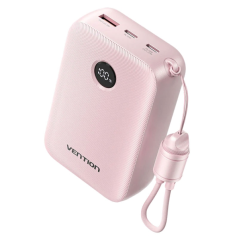 Batterie externe Vention 20 000 mAh - Puissance de sortie jusqu'à 22,5 W - Ports USB-A et USB-C - Affichage LED - Câble USB-C de