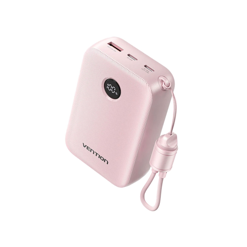 Batterie externe Vention 20 000 mAh - Puissance de sortie jusqu'à 22,5 W - Ports USB-A et USB-C - Affichage LED - Câble USB-C de