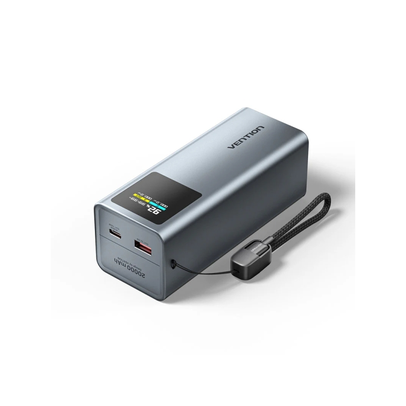 Batterie externe Vention 20 000 mAh - Puissance de sortie jusqu'à 100 W - Alimentation Power Delivery - USB-A - USB-C - Écran TF