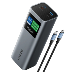 Batterie externe Vention 27 000 mAh - Puissance de sortie jusqu'à 140 W - Alimentation - USB-A - USB-C - Gris