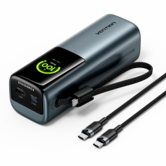 Batterie externe Vention 20 000 mAh - Puissance de sortie jusqu'à 165 W - Câble USB-C intégré - Alimentation - USB-A - USB-C - É