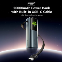 Batterie externe Vention 20 000 mAh - Puissance de sortie jusqu'à 165 W - Câble USB-C intégré - Alimentation - USB-A - USB-C - É
