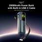 Batterie externe Vention 20 000 mAh - Puissance de sortie jusqu'à 165 W - Câble USB-C intégré - Alimentation - USB-A - USB-C - É