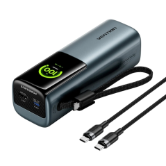 Batterie externe Vention 27 000 mAh - Puissance de sortie jusqu'à 200 W - Câble USB-C intégré - Alimentation - USB-A - USB-C - É