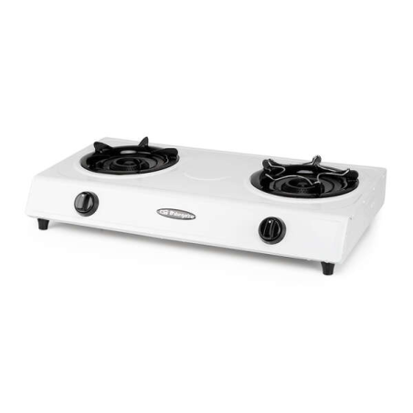 Orbegozo FO 2600 Réchaud à Gaz Butane Blanc - Allumage Piézoélectrique - Deux Brûleurs Triple Couronne - Utilisation Extérieure