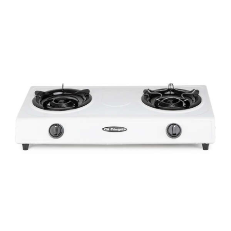 Orbegozo FO 2600 Réchaud à Gaz Butane Blanc - Allumage Piézoélectrique - Deux Brûleurs Triple Couronne - Utilisation Extérieure