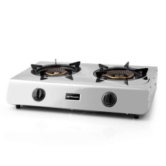 Cuisinière à Gaz Orbegozo FO 2710 - Efficace et Sécuritaire - 2 Brûleurs Triple Couronne - Allumage Piézoélectrique - Inox - Gaz