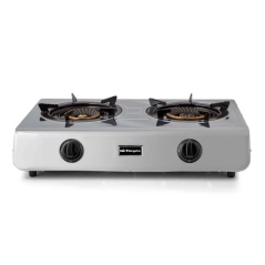 Cuisinière à Gaz Orbegozo FO 2710 - Efficace et Sécuritaire - 2 Brûleurs Triple Couronne - Allumage Piézoélectrique - Inox - Gaz