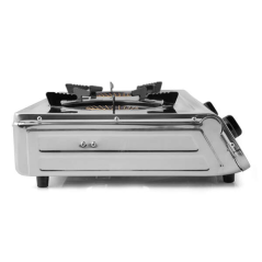 Cuisinière à Gaz Orbegozo FO 2710 - Efficace et Sécuritaire - 2 Brûleurs Triple Couronne - Allumage Piézoélectrique - Inox - Gaz