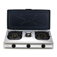 Orbegozo FO 3500 - Cuisinière à gaz compacte et efficace - Allumage piézoélectrique - 3 brûleurs - Corps en acier inoxydable - I