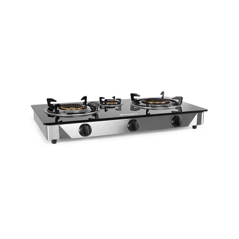 Orbegozo FO 3520 Elegance Cuisinière à Gaz - Allumage Piézoélectrique - 2 Brûleurs Triple Couronne - Sécurité FFD - Acier Inox e