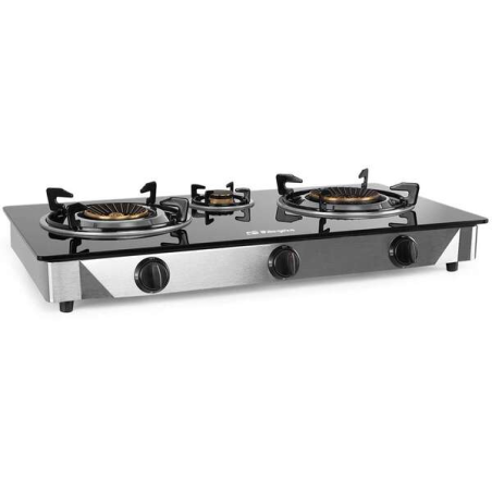 Orbegozo FO 3520 Elegance Cuisinière à Gaz - Allumage Piézoélectrique - 2 Brûleurs Triple Couronne - Sécurité FFD - Acier Inox e