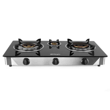 Orbegozo FO 3520 Elegance Cuisinière à Gaz - Allumage Piézoélectrique - 2 Brûleurs Triple Couronne - Sécurité FFD - Acier Inox e
