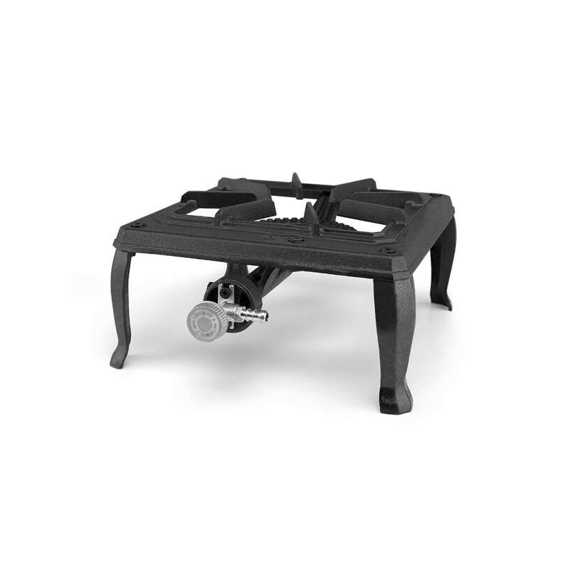 Réchaud à Gaz Portable Résistant Orbegozo FO 6100 - Brûleur Puissant 3,5 kW - Grill en Fonte - Utilisation Extérieure Sécurisée