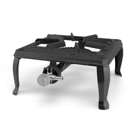Réchaud à Gaz Portable Résistant Orbegozo FO 6100 - Brûleur Puissant 3,5 kW - Grill en Fonte - Utilisation Extérieure Sécurisée