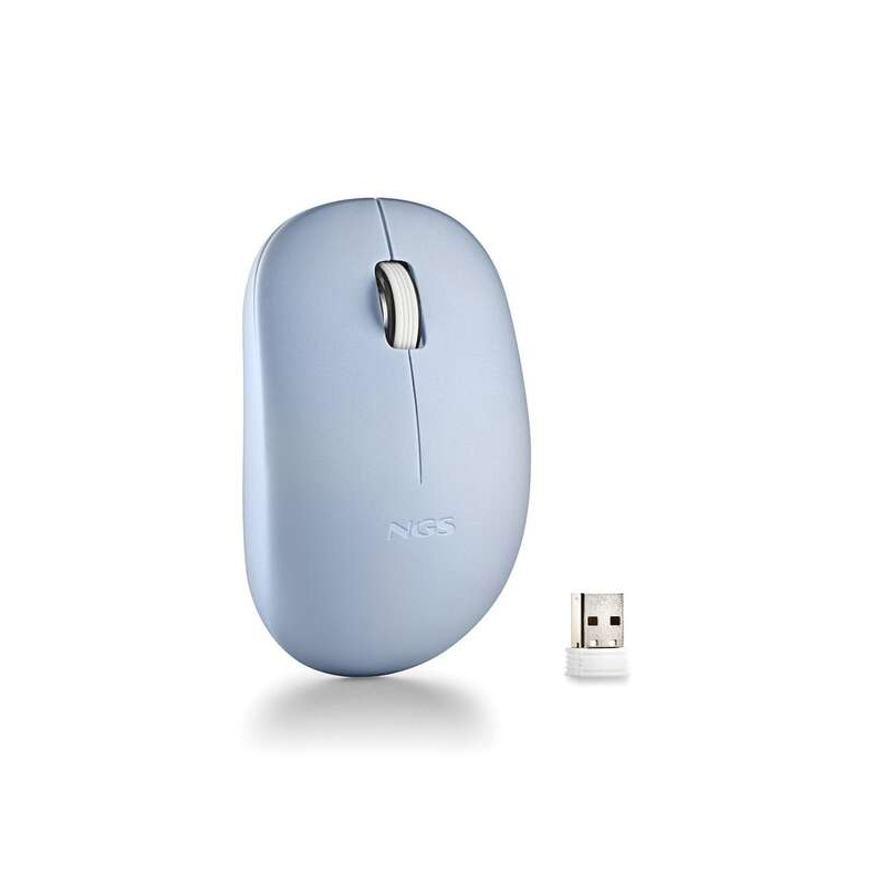Souris sans fil NGS avec touches silencieuses - 2 boutons - Ambidextre - Couleur Bleu