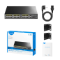 Cudy FS1026PS1 Commutateur Gigabit PoE+ 24 ports 10/100 Mbits + 2 ports de liaison montante Gigabit + 1 emplacement SFP 1,25 Gbi
