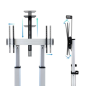Tooq Floor Stand Roues Aluminium 60-100 - Couleur Argent