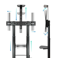 Tooq Floor Support Roues Réglables 60-100 - Couleur Noir