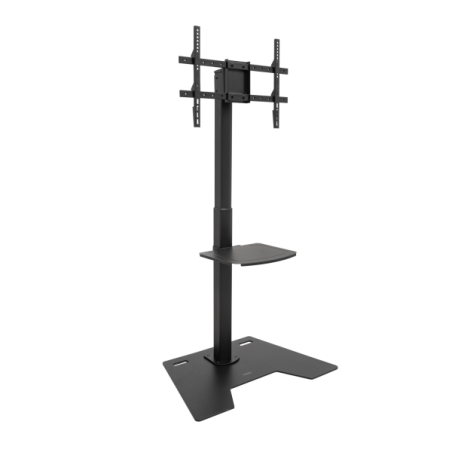Support de sol Tooq Minos pour écrans de 37 à 70 pouces - Plateau inférieur polyvalent - Hauteur, pivot et rotation réglables -