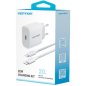 Chargeur mural Vention - 20 W - Câble de 1 m inclus - Gaine en coton tressé et TPE - USB-C - Charge rapide - Blanc
