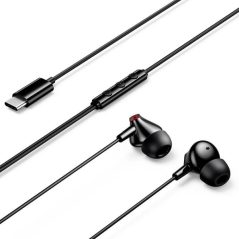 Écouteurs intra-auriculaires Vention Echo Lite avec câble de 1,2 m - USB-C - Microphone intégré - Haut-parleur de 12 mm - Noir