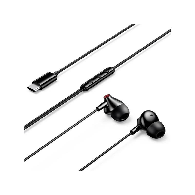 Écouteurs intra-auriculaires Vention Echo Lite avec câble de 1,2 m - USB-C - Microphone intégré - Haut-parleur de 12 mm - Noir