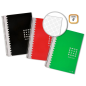 LOT de 6 Cahier à spirales doré, 4e année, 80 feuilles, 60 g/m², quadrillé, marges marquées, couverture extra rigide, couleurs a