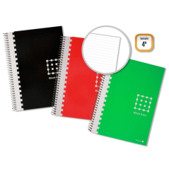 LOT de 6 Cahier à spirales doré 4e année, 80 feuilles, 60 g/m², 1 ligné, marge marquée, couverture extra rigide, couleurs assort