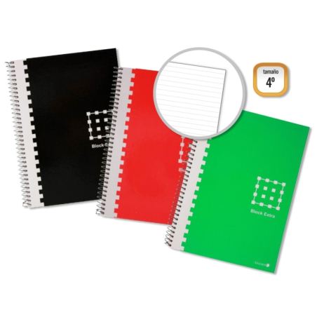 LOT de 6 Cahier à spirales doré 4e année, 80 feuilles, 60 g/m², 1 ligné, marge marquée, couverture extra rigide, couleurs assort