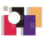 LOT de 6 Carnet à spirales doré Folio 80 feuilles 60 g/m² uni - Marges marquées - Couverture extra rigide - Couleurs assorties