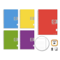 LOT de 5 Cahier à spirales doré A4 160 feuilles 60 g/m² 1 ligné - Feuilles microperforées avec 4 trous et 4 bandes de couleur -
